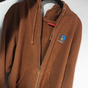 SUPREME burnt orange zip up hoodie